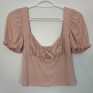 Urban Outfitters pink puff sleeve crop top, size S